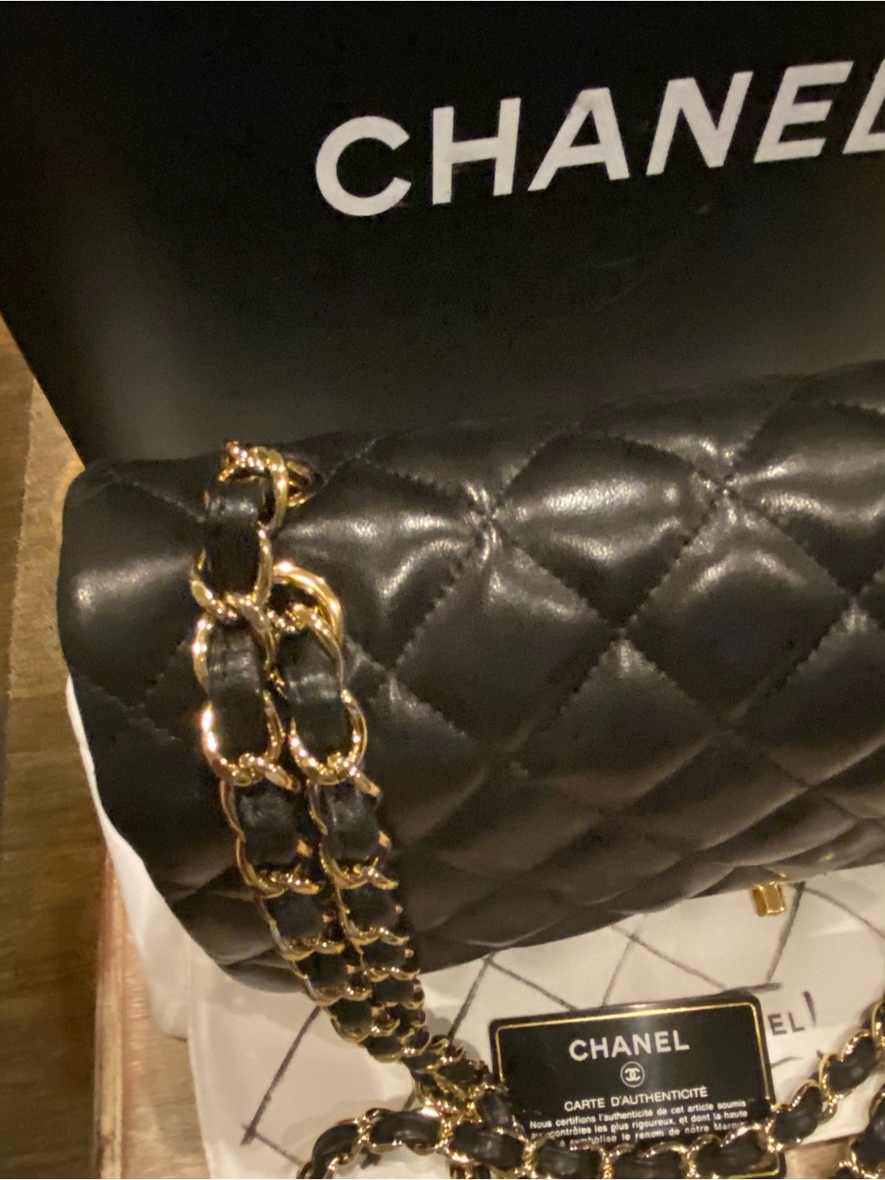 $12600 CHANEL Black Quilted double flap Shoulder Bag with Gold Chain and CC Lock - Picture 4 of 16